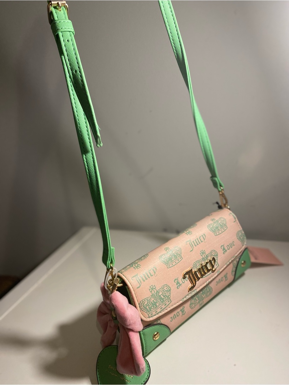 Juicy Couture Pink and Mint Heart Charm Shoulder Bag - Picture 7 of 7